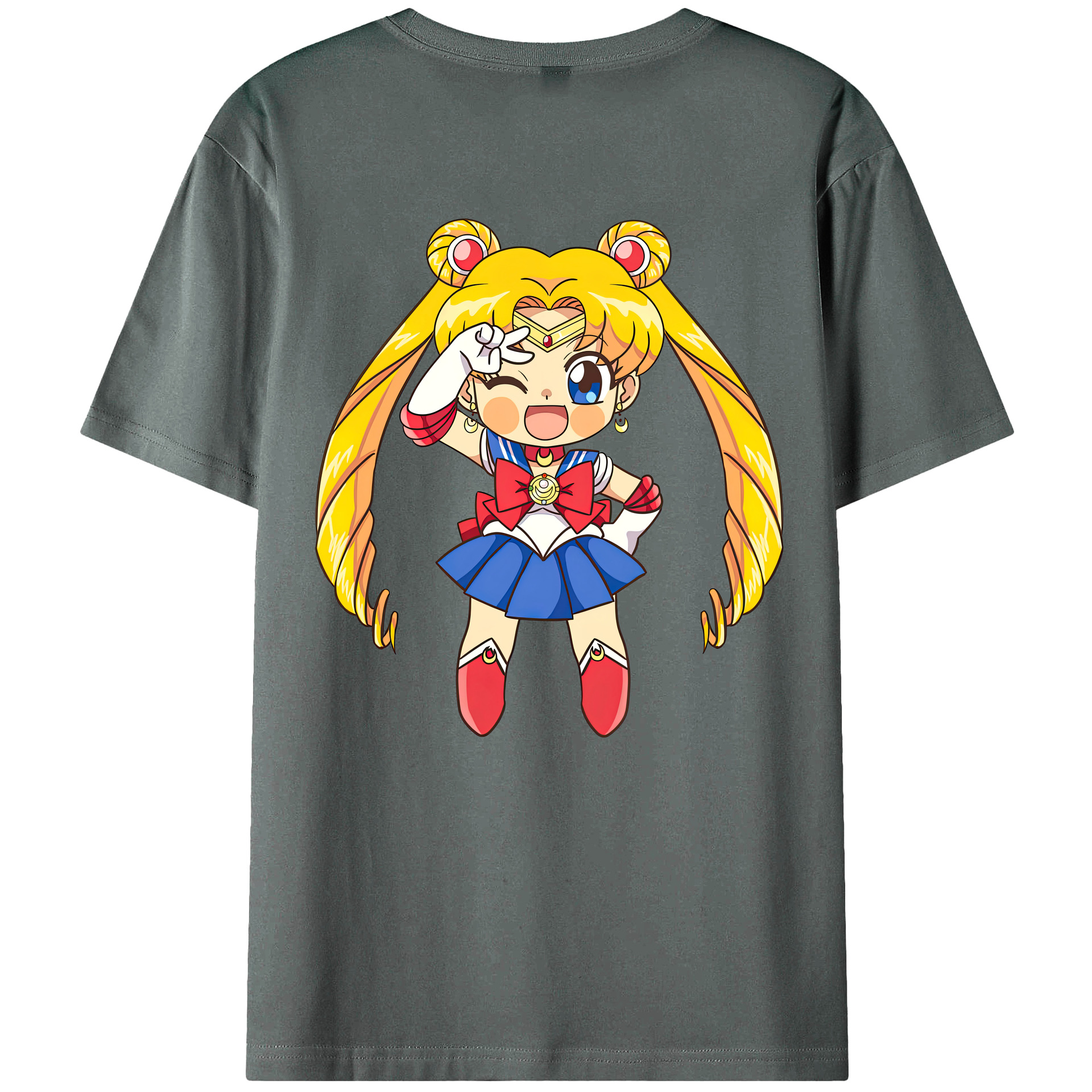 （画像用） 美少女戦士セーラームーン 月野 うさぎ つきの うさぎ Sailor Moon Tsukino Usagi 綿100％ メンズ半袖Tシャツ（バックプリント） 通気性